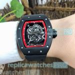 Richard Mille Replica AAA RM 055 Black Rubber Strap Red Inner Bezel Watch